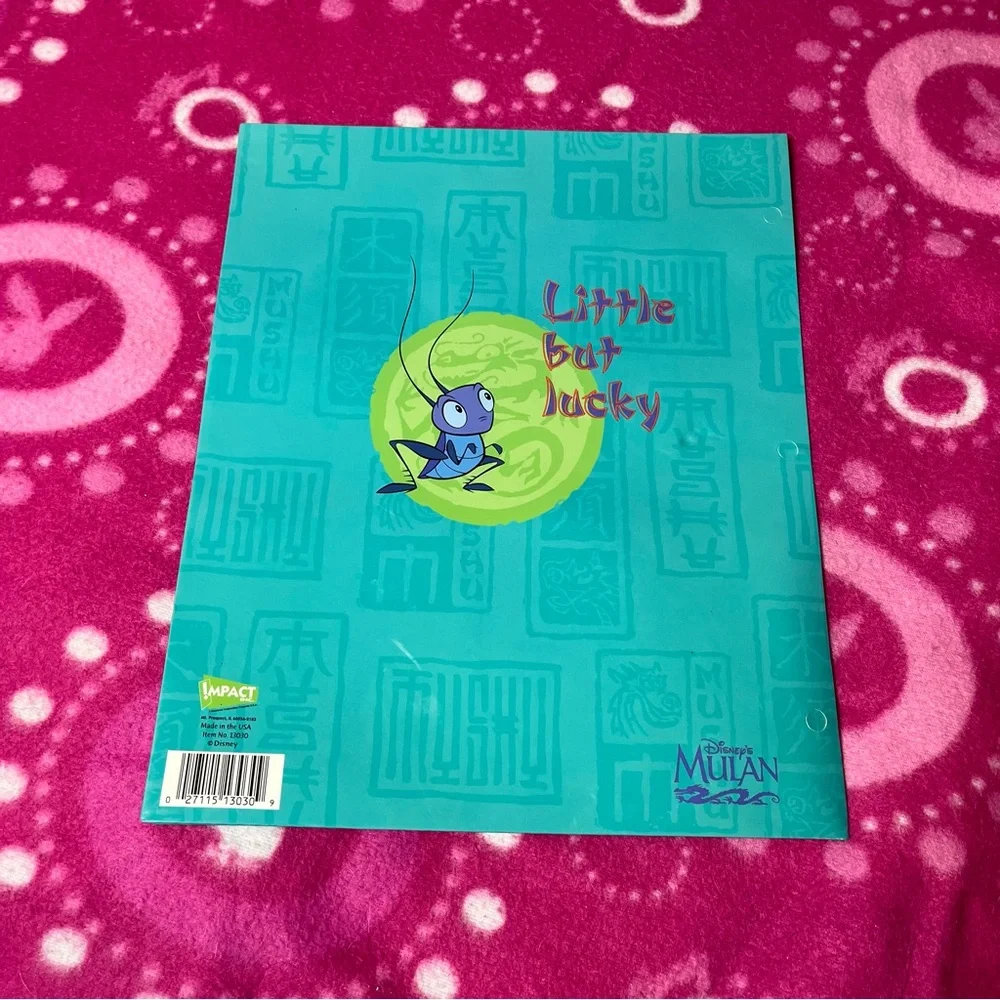 Vintage Disney Mulan Mushu & Cri-kee Portfolio 2 Pocket School Folder Y2k